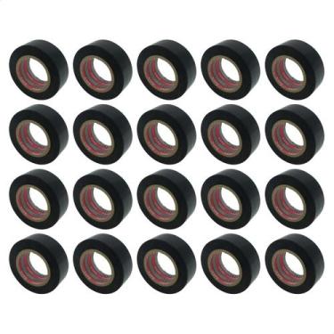 Imagem de Kit 20 Rolos Fita Isolante Adesiva Preta Antichama 10m 19mm - Pulse Pa