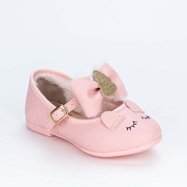 Imagem de Sapatilha Bailarina Infantil Kidy Unicórnio Rosa Com Pelo