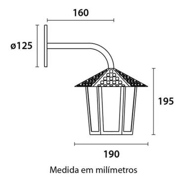 Imagem de Arandela Colonial Sextavado Preto Blumenau