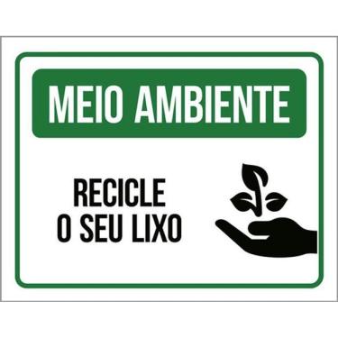 Imagem de Kit 3 Placas Meio Ambiente Recicle O Seu Lixo Verde 36X46