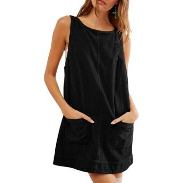 Imagem de Vestido geral de veludo TBA para mulheres A Line Mini Black