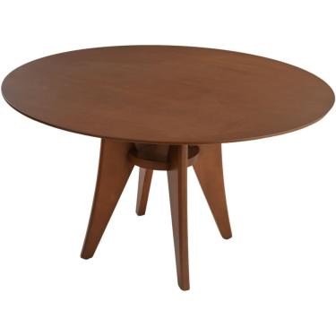 Imagem de Mesa Jantar Ipanema Redonda Em Madeira Maciça Com Tampo Lâminado 136cm Castanho