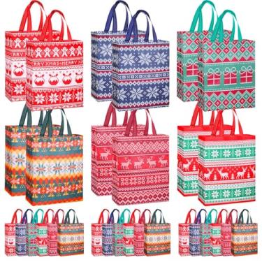 Imagem de SilTriangle 30 peças, suéter feio grande, sacos de presente de Natal, reutilizáveis, não tecidos, sacolas de presente de Natal com alças para suprimentos de festa de Natal, inverno, 30 x 24 x 11 cm