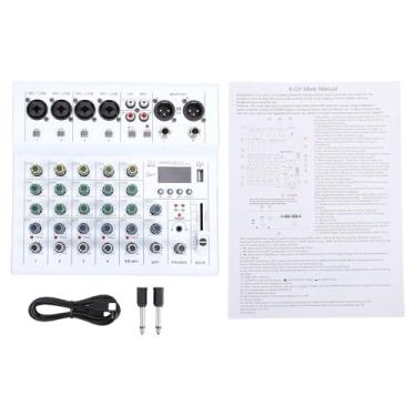 Imagem de Diydeg Mixer de Áudio, Mini Mixer de Som de 6 Canais com MP3 Player BT, Alimentação Fantasma de 48V, Amplificador Guitarra Integrado para Gravação em Estúdio e Transmissão ao Vivo (Branco)