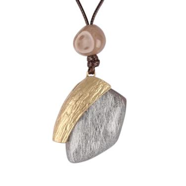 Imagem de JAOYU Colares boêmios para mulheres, colar de couro, pingente de madeira, gargantilha longa, marrom, círculo, boho, joia hippie, Couro sintético, Sem Pedra Preciosa