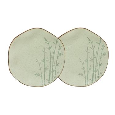 Imagem de Conjunto 2 Pratos Rasos 27,5 cm Ryo Bambu Porcelana Oxford