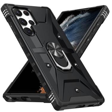 Imagem de SORAKA Capa para Samsung Galaxy S23 Ultra com suporte para anel,PC rígido e TPU macio,proteção dupla 2 em 1,compatível com suportes magnéticos para carros