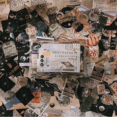 Imagem de 200 Pieces Vintage Sticker Scrapbook Paper Pack for Witchy Junk Journal Bullet Journals Planners Space Moon Paper Stickers Craft Kits Collage