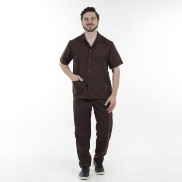 Imagem de Conjunto Masculino em Tecido Oxford para Serviços Gerais Jaleco Aberto