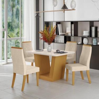 Imagem de Mesa Viena 120cm X 90cm Tampo Mdf Vidro 4 Cadeiras Luna - Art Panta