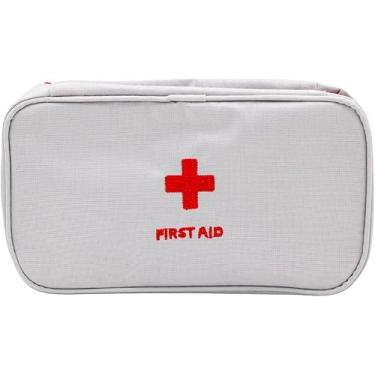 Imagem de Bolsa de Primeiros Socorros P – Organizador de Remédios e Kit de Emergência | Compacta, Leve e Resistente para Viagens, Casa e Carro | Compartimentos Internos e Design Portátil (Branco)