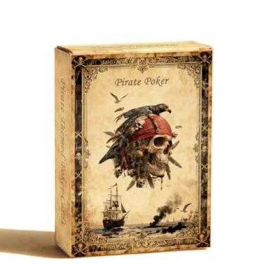 Imagem de strublfe Playing Cards, Retro Style Poker Cards, Pirate Series NO.8, 54 Unique Illustrations Playing Card, Double-Sided Anti Slip Pattern Design, Suitable for Collection and Gift.