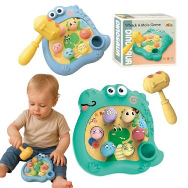 Imagem de Brinquedo Bate o Pino com Martelo Dinossauro Jogo Pedagógico Infantil Colorido Bebês Coordenação Motora Interativo Livre das Telas 1 2 3 anos
