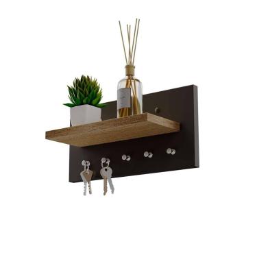 Imagem de Porta chaves Minimalista Organizador Decoração Preto e Carvalho