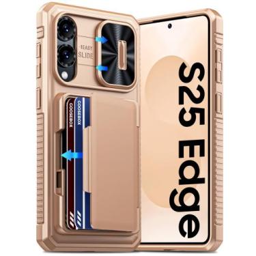 Imagem de Capa e carteira GooseBox para Samsung Galaxy S25 Edge RFID dourada