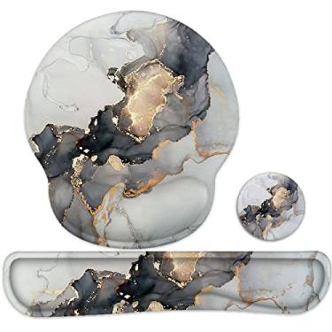 Imagem de Lateefah Mouse pad com descanso de pulso, mouse pad 3 em 1 para jogos, descanso de pulso para teclado, mouse ergonômico de espuma viscoelástica com suporte de pulso para teclado de computador