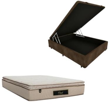 Imagem de Cama Box Baú Blindada com Colchão Cloud Molas Ensacadas C/Pillowtop 32cm (SUEDE MARROM, Casal)