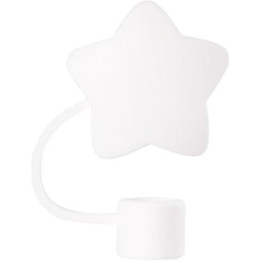 Imagem de Capa de palha de estrela branca para copo Stanley de 40 e 850 g, tampa de cobertura de palha de silicone de 10 mm para acessórios de copo Stanley, bonito topo de palha para copos, tampa de palha para