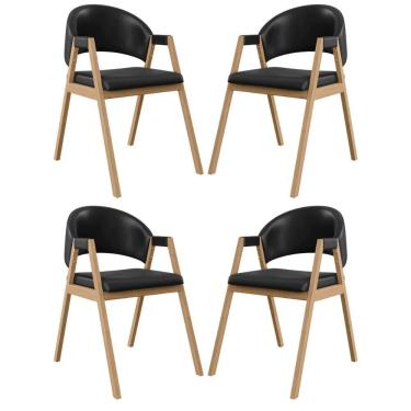 Imagem de Kit 4 Cadeiras Suellen Luxo Reforçada Mesa De Jantar Courino Preto