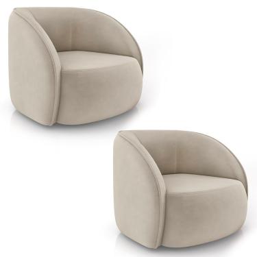 Imagem de Poltrona Para Sala Orgânica Kit 2 Zion M22 Veludo Bege - Mpozenato
