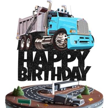 Imagem de Blue Truck Car Happy Birthday Cake Topper Transportation Vehicle Cake Decor For Big Truck Car Party Theme For Kids Men Birthday Party Decorations Supplies