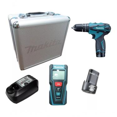 Imagem de Combo Makita Dk0070 Furadeira Parafusadeira Impacto 12v + Trena Laser 30m – Completo, Preciso E Prof