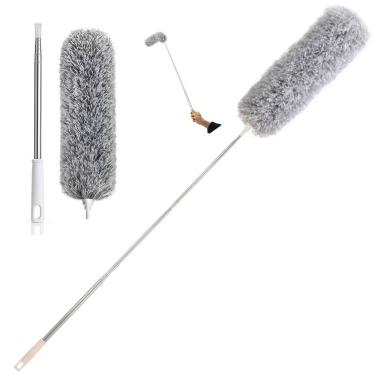 Imagem de Espanador Dobravel Cabo Extensor Retratil Longo Alcance Teto Ventilador Teia Poeira Persiana Lavavel Limpeza Domestica