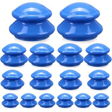 Imagem de Conjunto de ventosas de silicone Massager Geiserailie 16 peças azul
