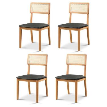 Imagem de Kit 4 Cadeiras de Jantar com Encosto de Telinha Ava Preto