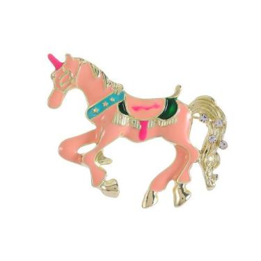 Imagem de Broche Pin de esmalte vintage unicórnio cavalo rosa pônei - yiweisai