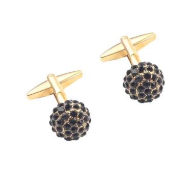 Imagem de Cufflinks, elegante bola de cristal dourada e preta para homens - Yiwe