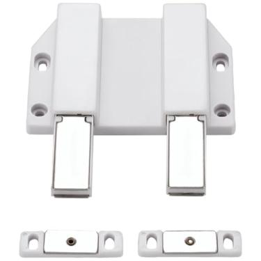 Imagem de Trava magnética para abrir a porta, liga de zinco, trava de caixa de correio, acabamento elegante cromado, ideal para portas duplas e armários de vidro