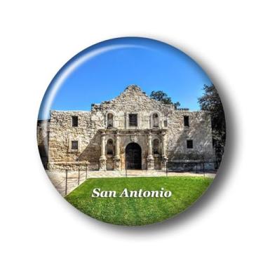Imagem de Texas San Antonio The Alamo Adesivo Ímã de Geladeira Vidro Cristal 3D Ímãs de Geladeira Viagem Cidade de San Antonio Colecionável Lembrança Presentes Decoração de Geladeira