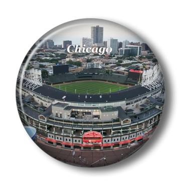Imagem de Imã de geladeira Illinois Chicago Wrigley Field Ímãs de geladeira de vidro cristal 3D Viagem Chicago City Presentes de lembrança colecionáveis decoração de geladeira