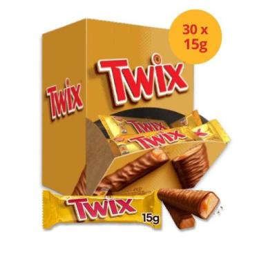 Imagem de Chocolate Twix Tradicional Kit Display 30 Unidades De 15G - Mars