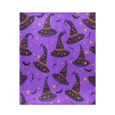 Imagem de Blueangle Cobertor roxo de chapéus de bruxa super macio e quente, 127 x 152 cm, leve para todas as estações, cobertor aconchegante para cama, sofá, sofá, fácil de cuidar (505)