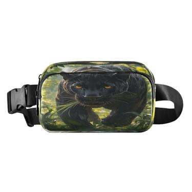 Imagem de CEBUGI Pochetes de caminhada para homens e mulheres, pochetes modernas de leopardo preto resistente à água com cinto ajustável para treino, viagem, corrida