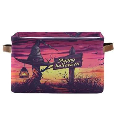 Imagem de Coikll Cesto de armazenamento de Halloween ao anoitecer para cesta de armazenamento de brinquedos, roupas sujas, artigos diversos, escritório, casa, armário, prateleira, cubo, caixa, impermeável