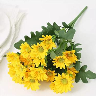 Imagem de LMJYU Vaso de decoração de flores artificiais de outono, margarida, buquê de seda, decoração de casa