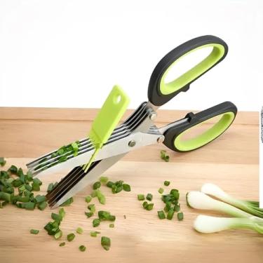 Imagem de Tesoura 5 Lâminas para Cortar Tempero e Ervas, Aço Inox, 19,5 x 7 x 2 cm