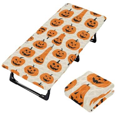 Imagem de Burbuja Lençol de berço de abóboras laranja para crianças, lençol de cochilo acolchoado portátil com faixa elástica para meninas e meninos, lavável na máquina, 63,5 x 127 cm