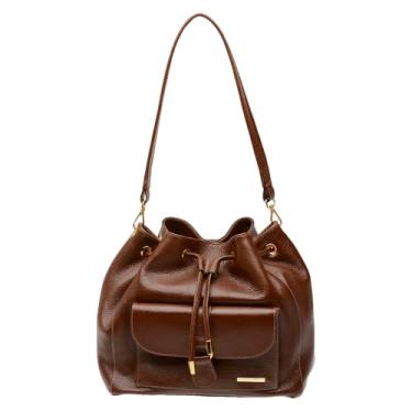 Imagem de Bolsa Feminina Saco Transversal Couro Sifra (MARROM ESCURO)