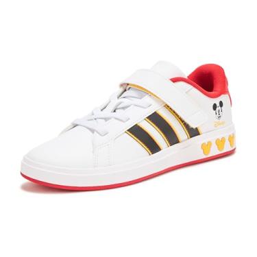 Imagem de adidas Tênis infantil unissex Disney Mickey Mouse Grand Court (criança pequena), Branco/preto/ouro ousado, 21
