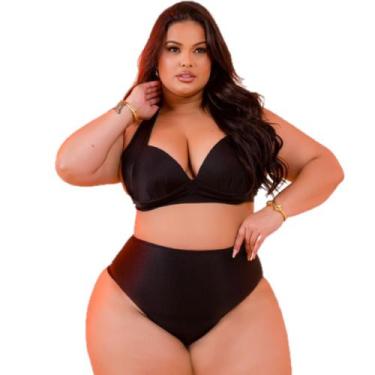 Imagem de Biquíni plus size meia taça com bojo cintura alta hot pants - Tropican