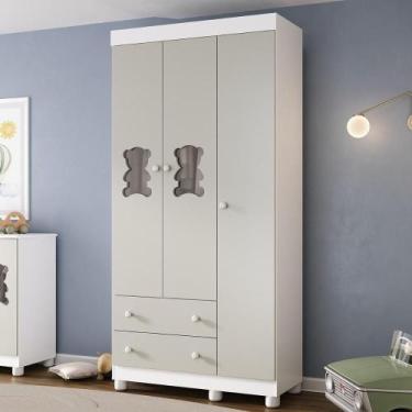 Imagem de Guarda-roupa Infantil 92cm com Vidro 3 Portas e 2 Gavetas Fofura Multi