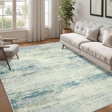 Imagem de Alfombra de Área Tosuoka Lavable 6x9 ft Abstracta en Azul/Gris de Poli