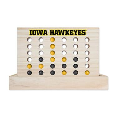 Imagem de Rico Industries Jogo de tabuleiro NCAA Iowa Hawkeyes 10,16 cm em uma fileira de madeira 10,16 cm uma fileira, 4 jogos de tabuleiro de viagem para crianças e adultos