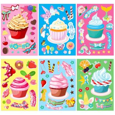 Imagem de Stickers for Kids Self-Made Stickers Mixed and Matched Cupcake Sticker Reusable Toddler Paster for 3-5 Year Old Children
