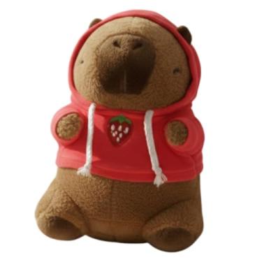 Imagem de Capivara de Pelúcia 23 cm – Bicho de Pelúcia Macio e Antialérgico Capybara filó Toys (Capivara Morango Vermelho)