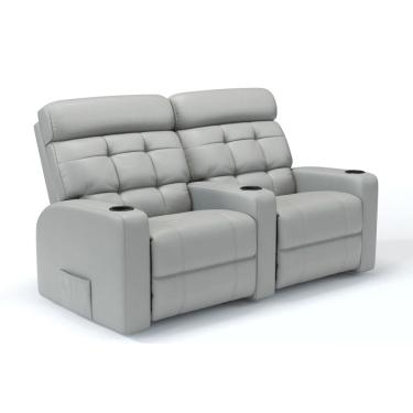 Imagem de Sofá 2 Lugares Reclinável Manual Em Couro Bovino Cinema